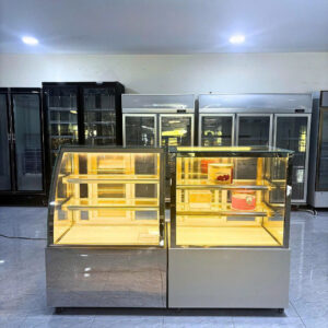 Tủ bánh kem inox 3 tầng cong